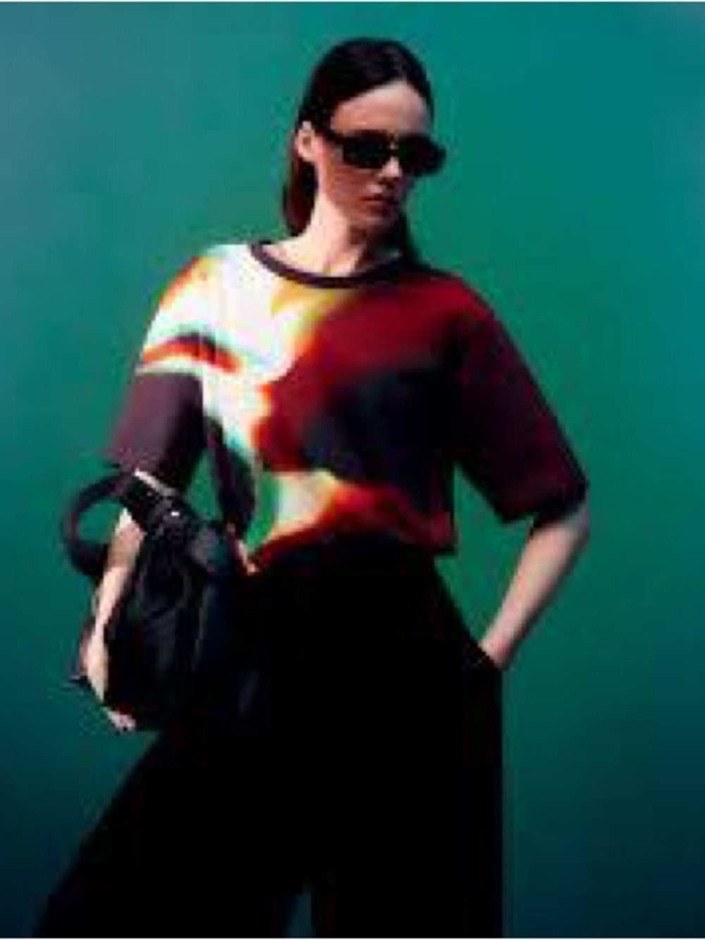 COS Abstract Print Short-Sleeve Top in Red and Black